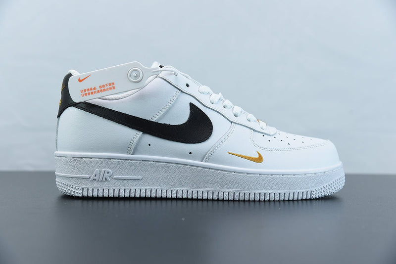Nike Air Force 1 Essential White Black Gold - Caiçara ConceitoNike Air Force 1 Essential White Black Gold